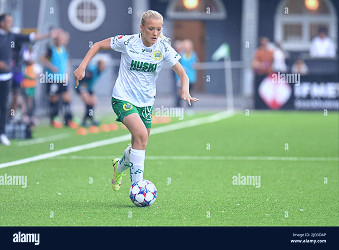 Stockholm, Sweden. 17th June, 2022. b'-XMP:Description=Stockholm, Sweden,  June 17th 2022:: Smilla Holmberg (32 Hammarby) controls the ball in the  game in the Swedish League OBOS Damallsvenskan on June 17th 2022 between  Hammarby